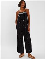 Embroidered Cropped Jumpsuit