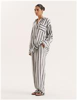 Linen Blend Striped Beach Trousers
