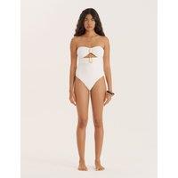 4th & Reckless Textured Cut Out Bandeau Swimsuit White