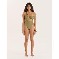 4th & Reckless Cut Out One Shoulder Swimsuit Olive