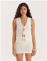 Cotton Blend Broderie Waistcoat