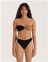 4th & Reckless Textured Padded Bandeau Bikini Top Brown Mix