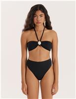 4th & Reckless Embellished Padded Halterneck Bikini Top Black