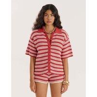 Knitted Striped Relaxed Beach Shirt