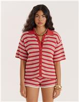Knitted Striped Relaxed Beach Shirt