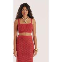 4th & Reckless Cotton Blend Textured Knit Crop Top Red