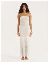 Cotton Rich Knitted Bandeau Beach Dress