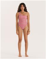 Striped One Shoulder Swimsuit