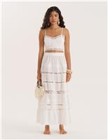 4th & Reckless Maxi Tiered Beach Skirt White