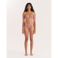4th & Reckless Julietta Striped Triangle Bikini Top Red Mix