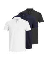 JACK & JONES 3 Pack Pure Cotton Polo Shirts White Mix
