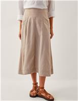 Linen Rich Midi A-Line Skirt