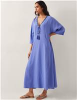 Monsoon Embellished V-Neck Maxi Kaftan Blue Mix