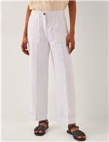 Monsoon Pure Linen Straight Leg Trousers White