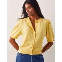 Puff Sleeve Button Through Cardigan with Wool