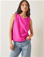 Monsoon Button Detail Tank Top with Linen Pink