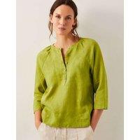 Pure Linen Bib Detail Blouse