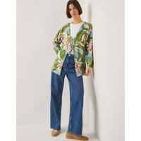 Linen Rich Floral Tie Front Shirt