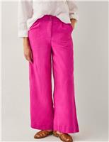 Monsoon Lyocell Rich Straight Leg Trousers Pink