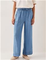 Monsoon Pure Modal Drawstring Wide Leg Trousers Blue Denim