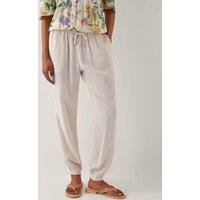 Straight Leg Cuffed Trousers With Linen