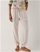 Straight Leg Cuffed Trousers With Linen