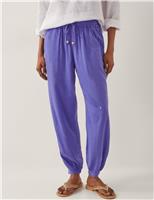 Straight Leg Cuffed Trousers With Linen