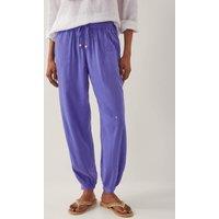 Monsoon Straight Leg Cuffed Trousers With Linen Blue