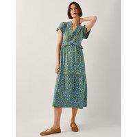 Pure Cotton Jersey Printed V-Neck Maxi Dress