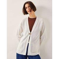 Cotton Rich Textured V-Neck Cardigan