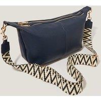 Double Zip Zig-Zag Strap Sling Cross Body Bag