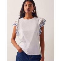 Pure Cotton Embroidered Angel Sleeve Top
