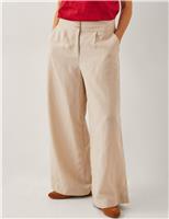 Lyocell Rich Wide Leg Trousers with Linen