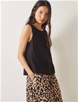 Monsoon Button Detail vest Top with Linen Black
