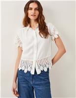 Linen Blend Embroidered Button Through Shirt