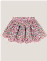 Pure Cotton Floral Broderie Skort (3-13 Yrs)