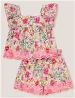 2pc Pure Cotton Floral Top & Shorts Set (3-13 Yrs)