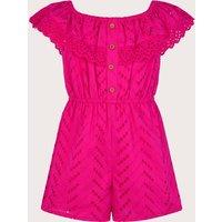 Pure Cotton Broderie Playsuit (3-13 Yrs)