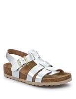 Leather Metallic Strappy Flat Sandals