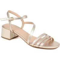 Leather Metallic Strappy Block Heel Sandals