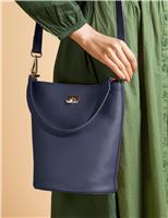 Jones Bootmaker Leather Bucket Shoulder Bag Navy