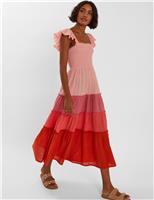 Pure Cotton Colour Block Maxi Swing Dress