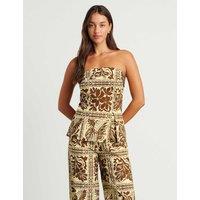 Linen Rich Printed Bandeau Top
