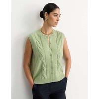 Wool Rich Cable Knit Crew Neck Knitted Vest