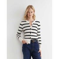 Merino Wool Blend Cable Knit Striped Cardigan