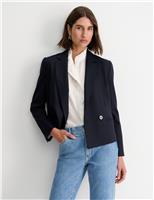 Wool Blend Double Breasted Cropped Blazer