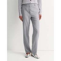 Wool Blend Straight Leg Trousers