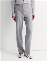 Wool Blend Straight Leg Trousers