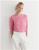 Pure Linen Slash Neck T-Shirt