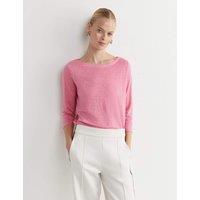 Pure Linen Slash Neck T-Shirt